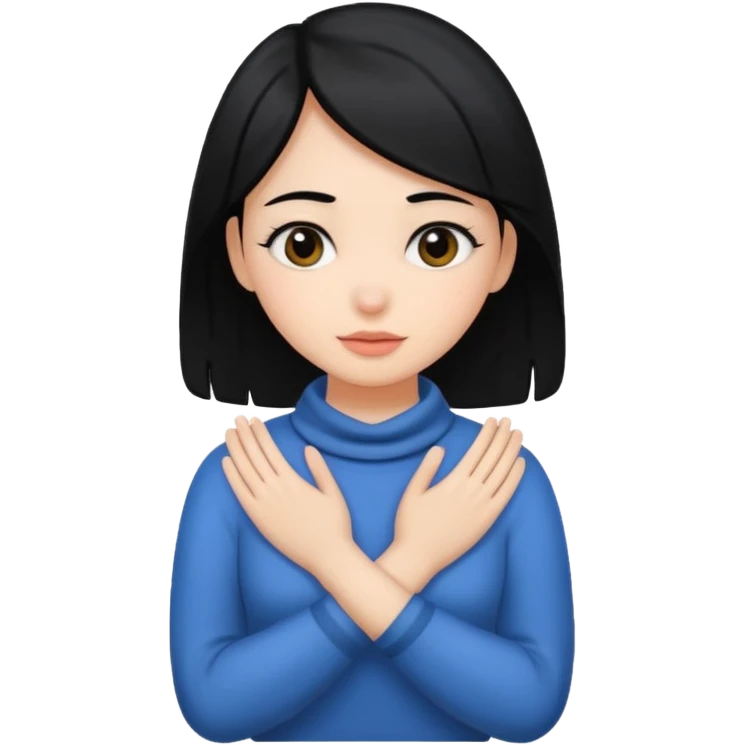 Girl with black hair holding hands around her neck  emoji