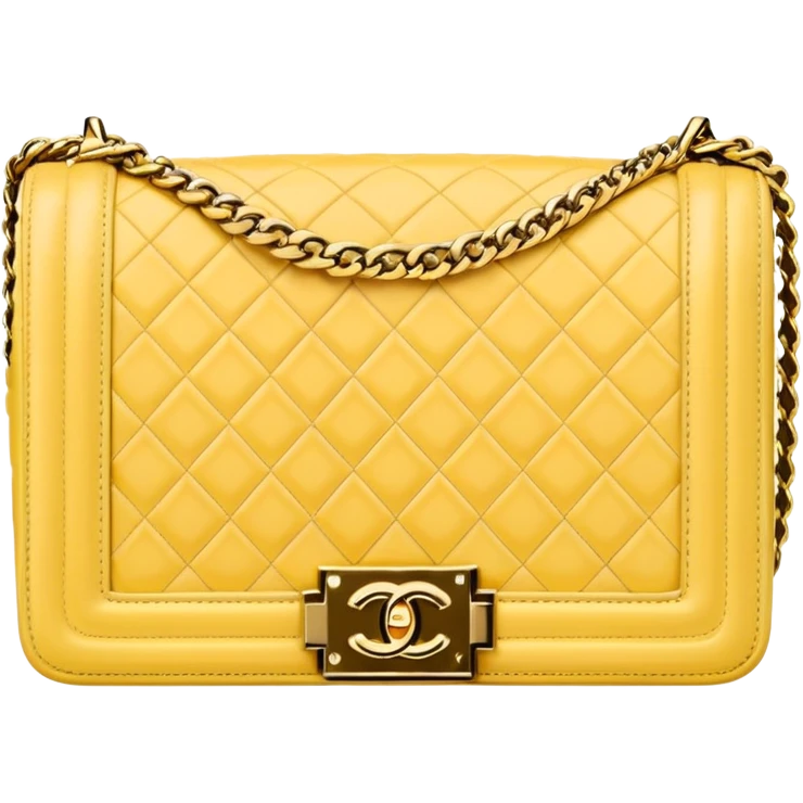 light yellow chanel le boy gold chain bag emoji