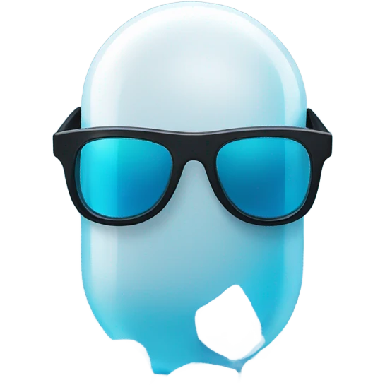 Pill with sunglasses on top of ice emoji