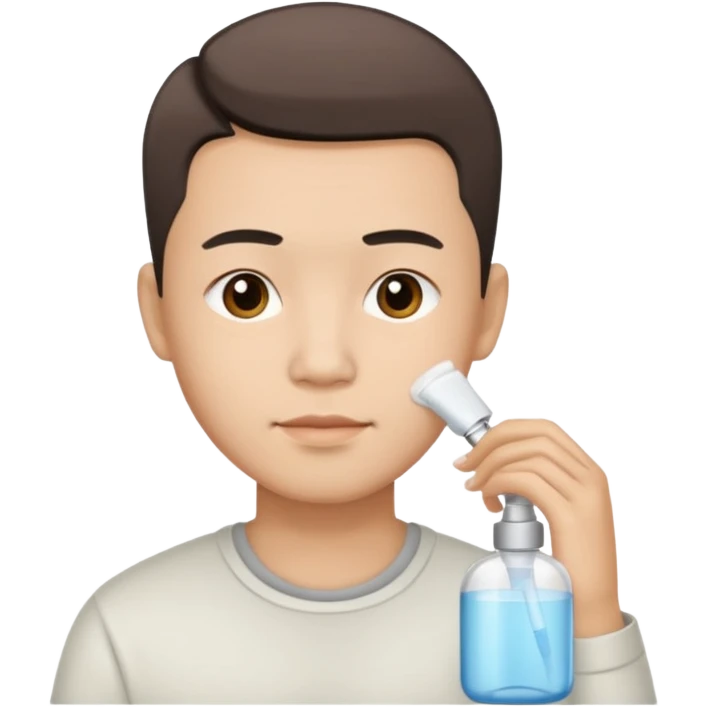 chinese man doing skincare with a fade haircut emoji