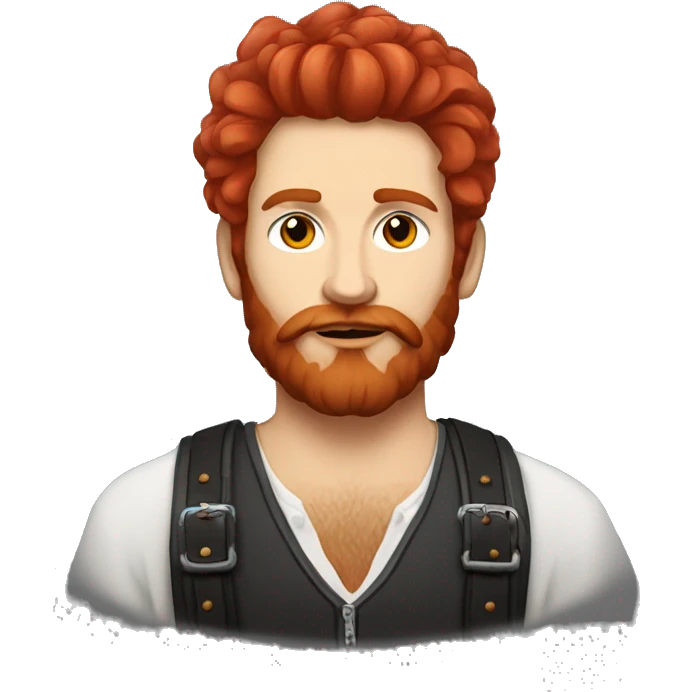 Baltic German Russian Métis Country Punk Guy, Black Auburn Hair, Trimmed Red Beard emoji