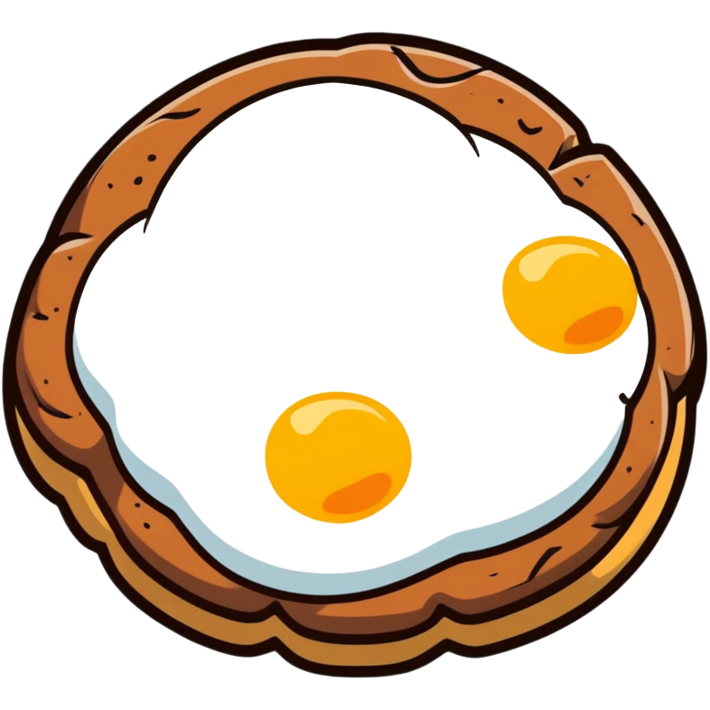 brown plain cookie with sunny side up egg on top emoji