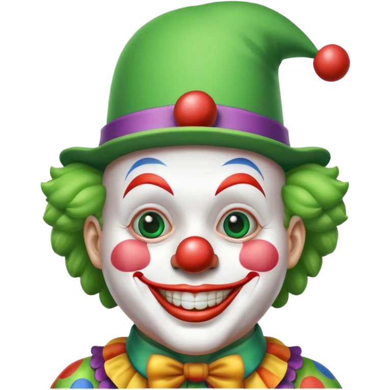 Chú hề đội mũ hề xanh, cười tươi emoji