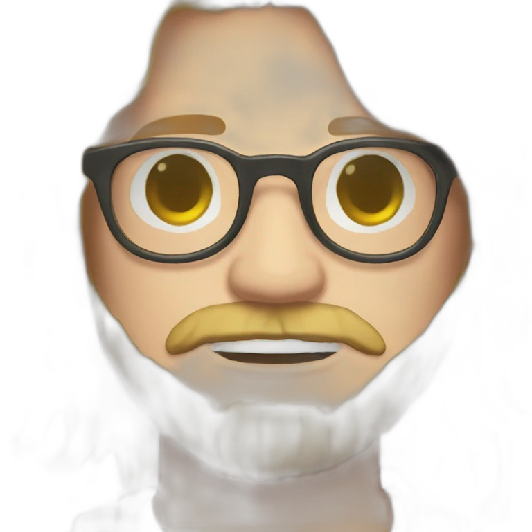 Chubby non binary Big lebowsky round glasses long blond hair chaotic beard vaporizer emoji