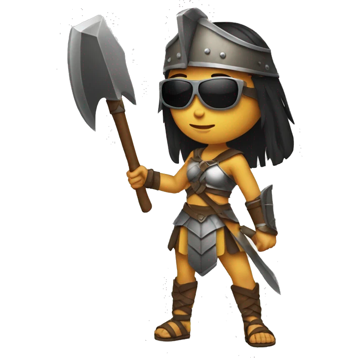 girl gladiator with sunglasses holding axe  emoji