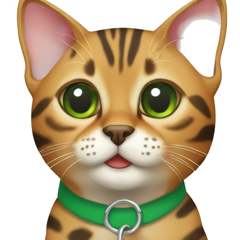 Bengal cat with green collar emoji