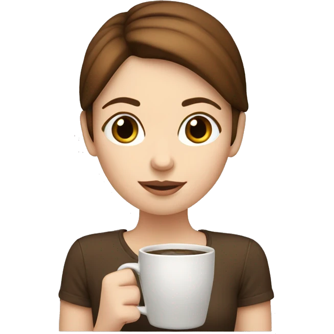 White girl with brown hair drinking coffee  emoji
