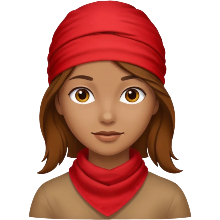 brown haired woman with wearing red bandana emoji