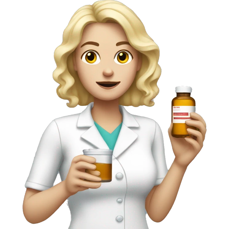 White lady with blonde hair giving herself a shot of medicine emoji