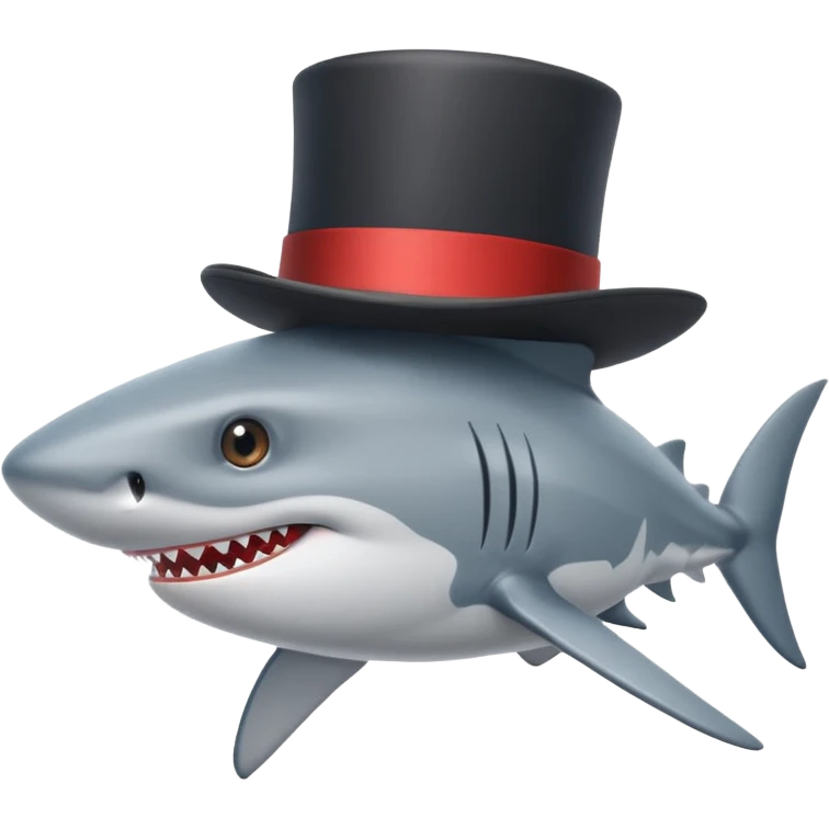 Shark with a top hat emoji