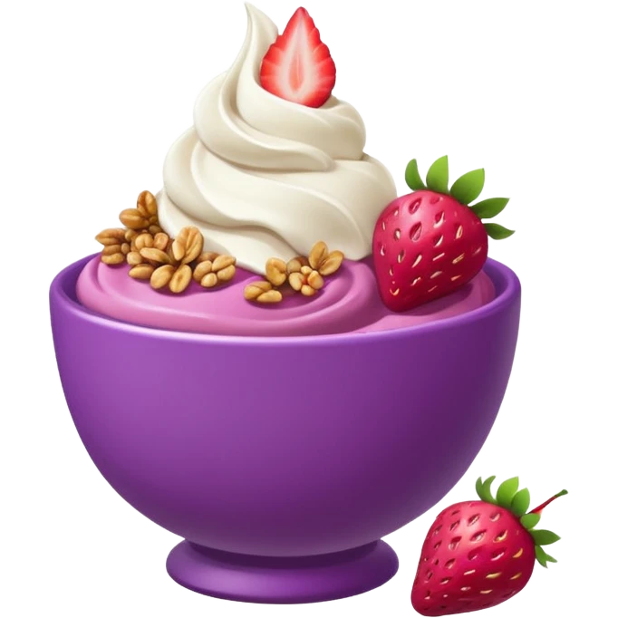 acai soft serve in a bowl either strawberries and granola emoji