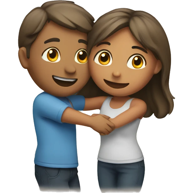 happy couple sharing a hug emoji