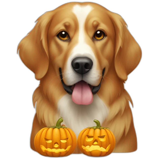 Retrievers-eating-a-pumpkin-Halloween emoji