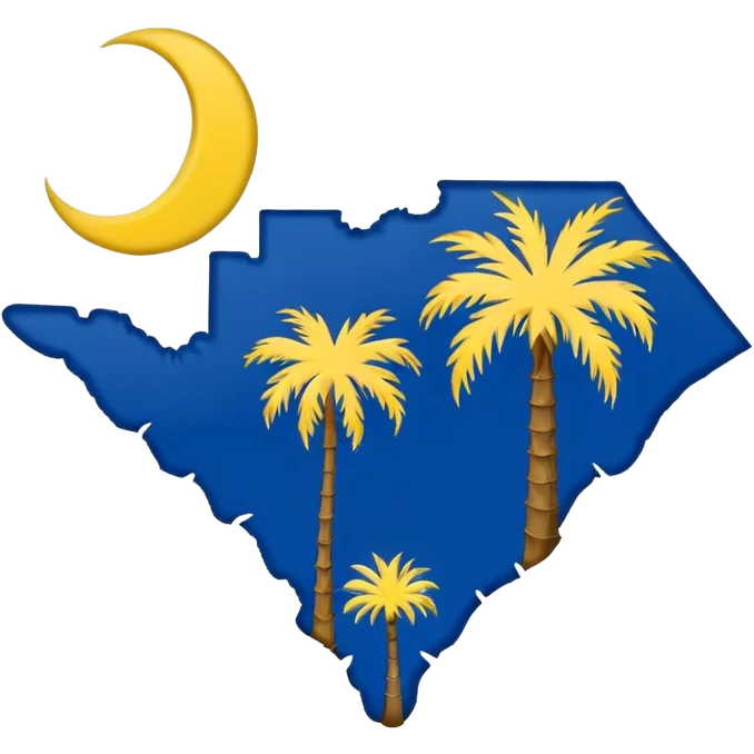 Shape of South Carolina with state flag emoji