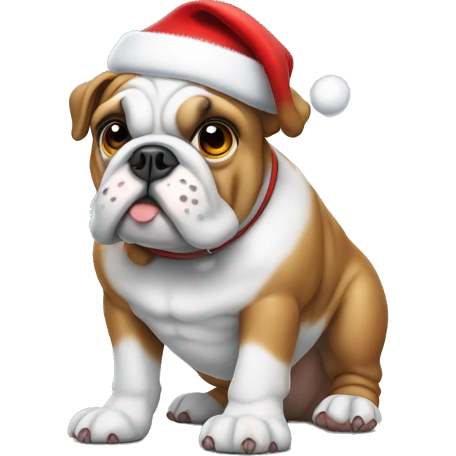 Bulldog wearing Santa hat  emoji