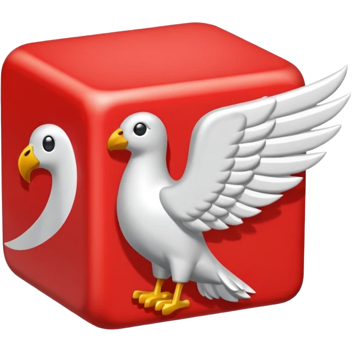 Red lucky block  with white wing emoji