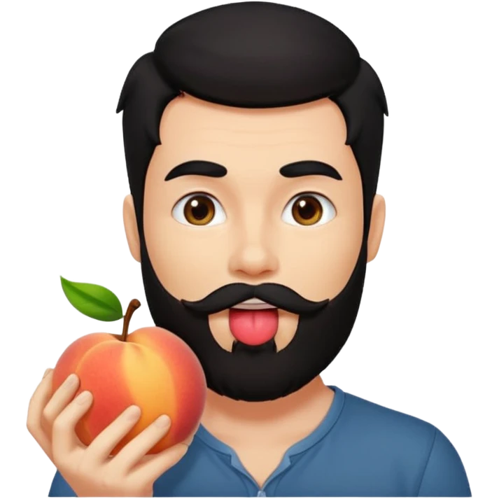 Black hair Man red beard licking peach emoji