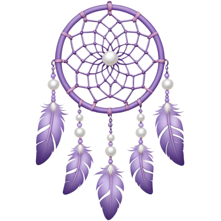 Pastel Violet lavender dreamcatcher, white bead pearls  emoji