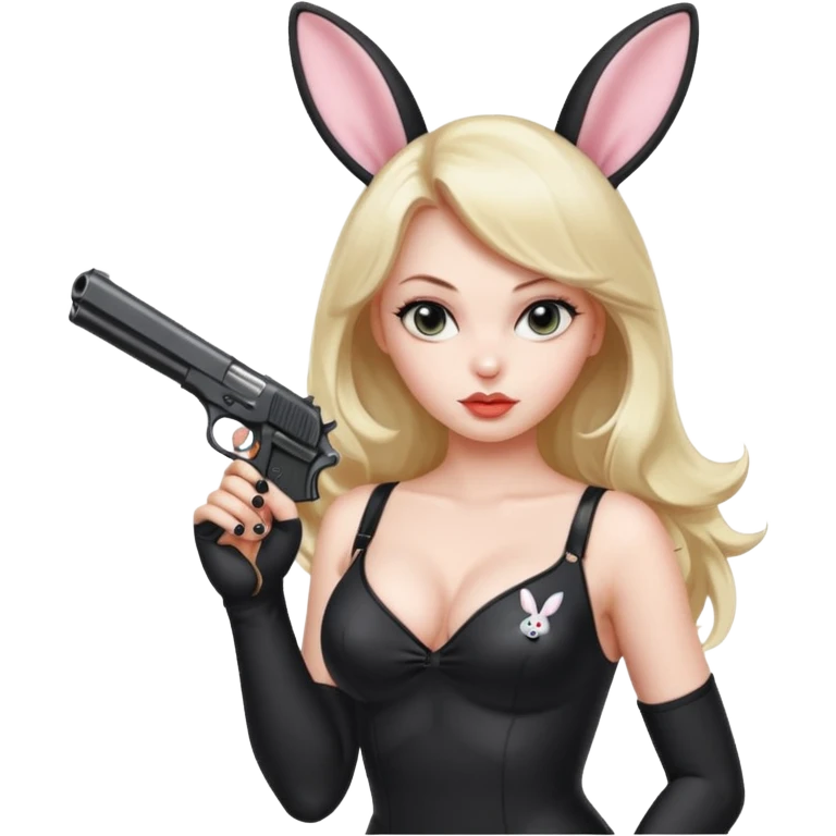 girl pointing a gun as a playboy bunny emoji