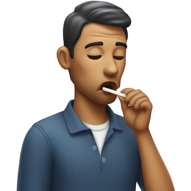 Man inhaling sugar off of a stick emoji