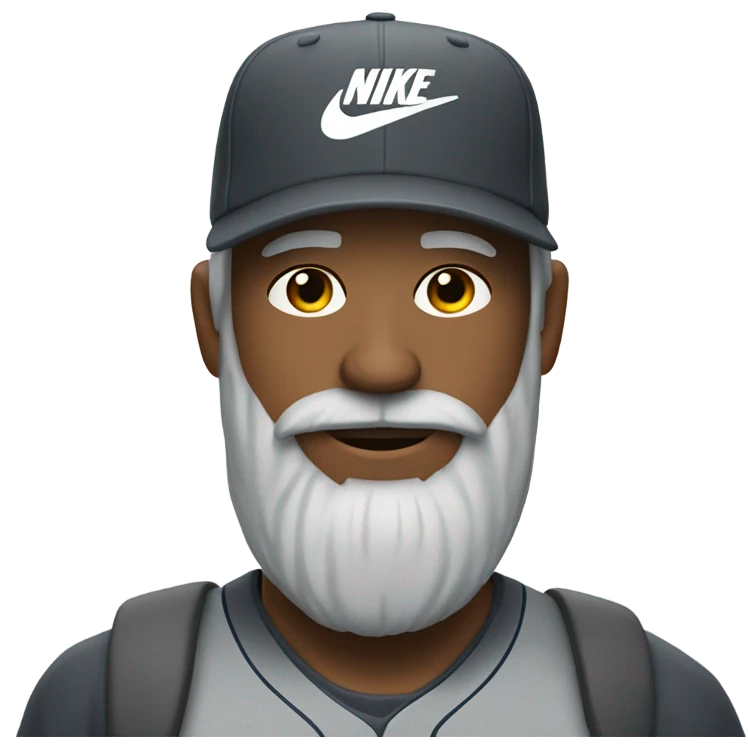 Man with Nike baseball cap and Gray beard emoji