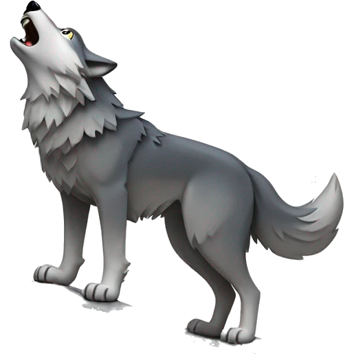 wolf howling at the moon while standing on a rock emoji
