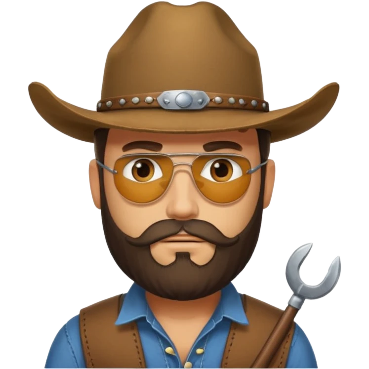 bearded cowboy with eyes patch emoji