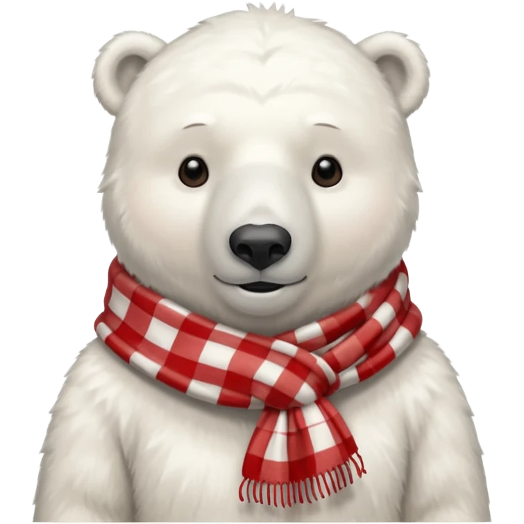 polar bear wearing a red and white checkered scarf emoji