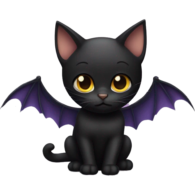black cat with bat wings emoji