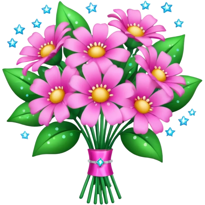 pink bouquet with sparkles emoji
