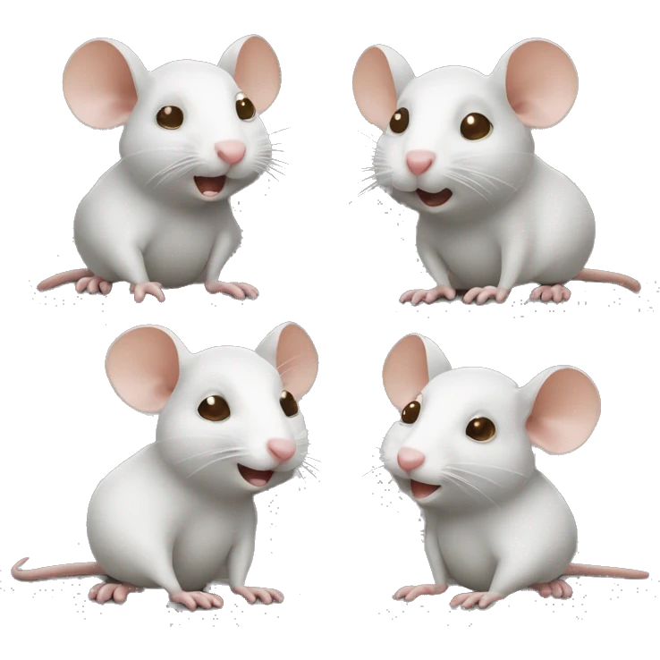 one white rat one grey rat and one brown rat gossiping emoji