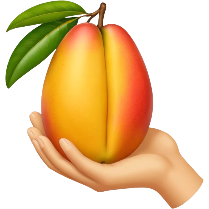 mango in white hand emoji
