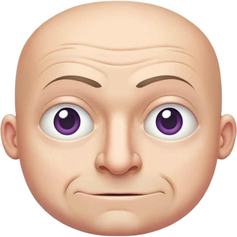 Steven Miller, bald, pronounced grimace, narrow rectangular head, bottom lip sticking out, eyelids almost closed and lower on the outside emoji