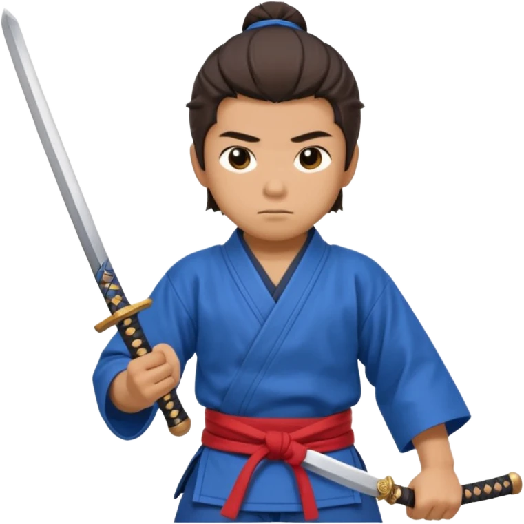 A young samurai apprentice gripping his wooden practice sword nervously.
 emoji
