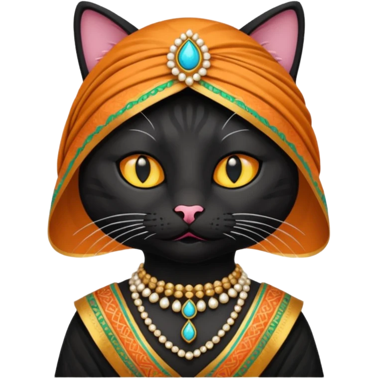 black cat wearing indian clothes emoji