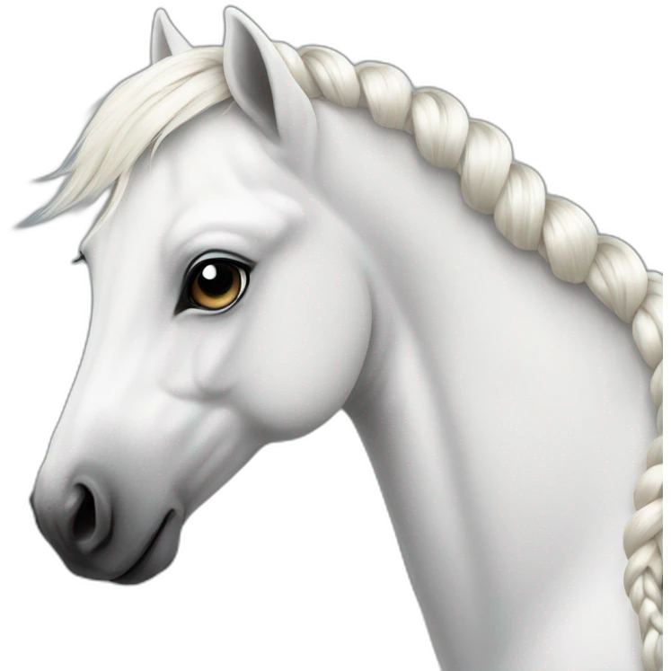 Realistic white pony with a braids emoji