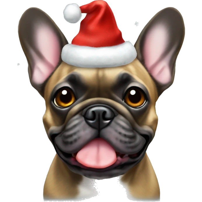 Brindle French bulldog with x-mas hat emoji