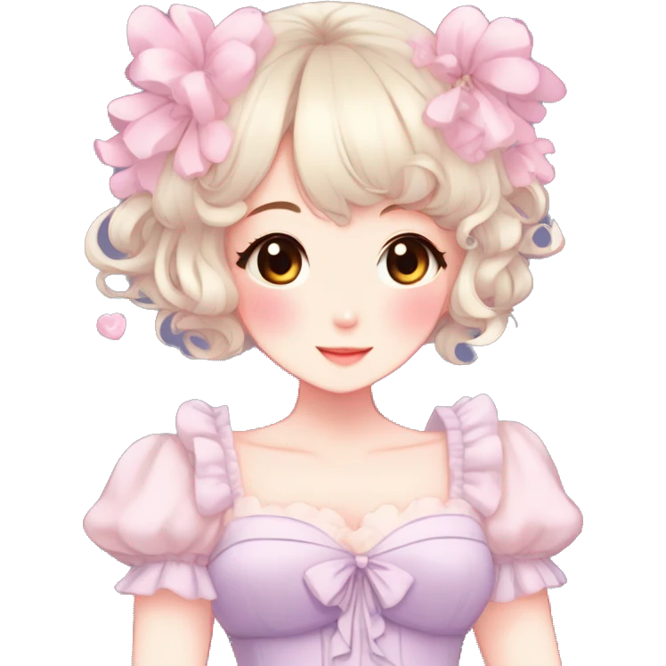 Gorgeous anime style lady with blushing face and a dress cottagecore fairycore  Kawaii anime colorful pearly romantic simplistic aesthetic trending style emoji