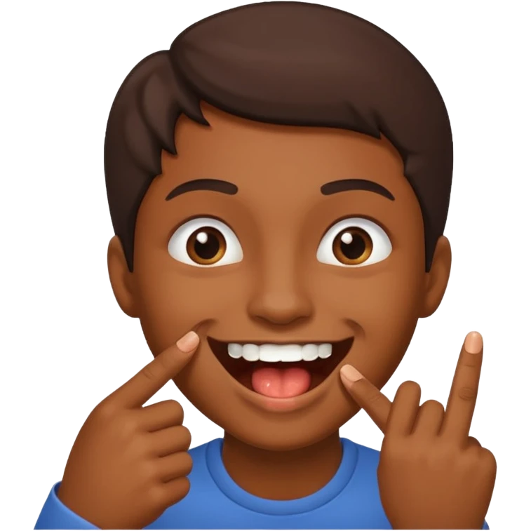 Smiling biteing finger emoji