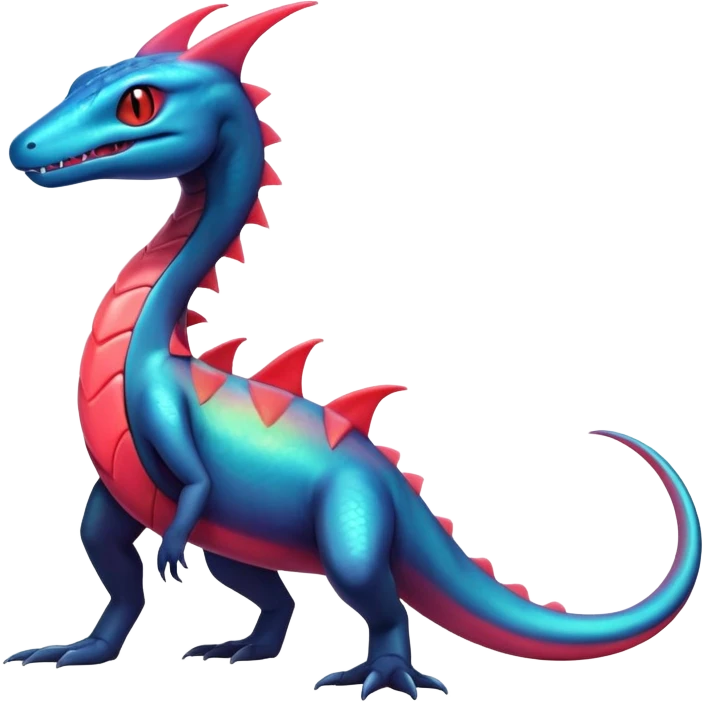 Colorful Iridescent Exotic Salandit-Aurorus-Salazzle-Salamence-Fakémon-hybrid-creature (full body)  emoji