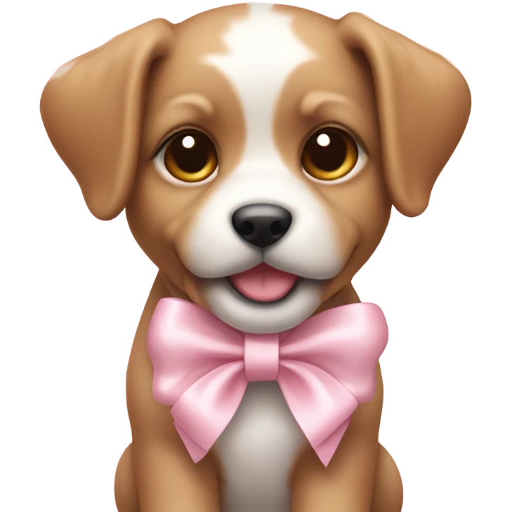 Cute puppy with light pink bow emoji