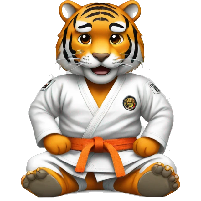 Tiger sitting black belt jiu-jitsu  emoji