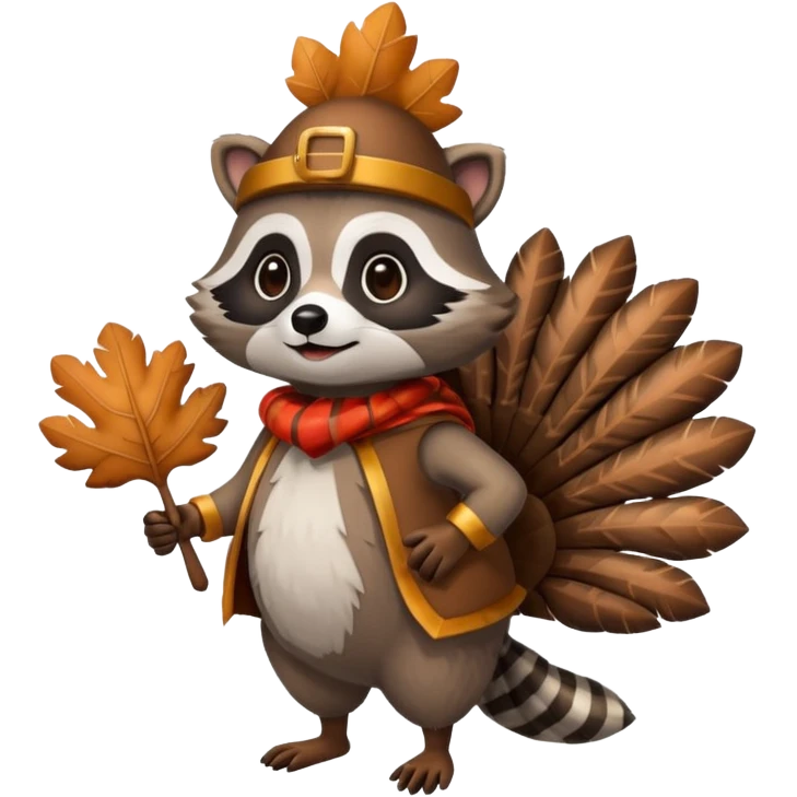 Raccoon in a turkey costume emoji