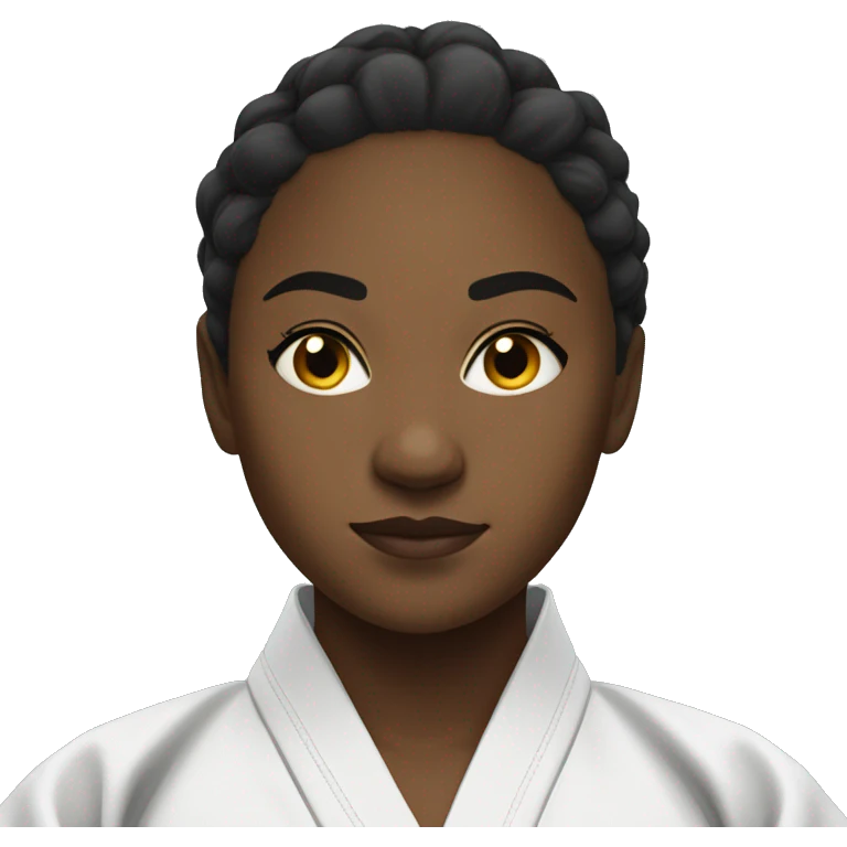 black female judo athlete, looking sideways, not smiling emoji