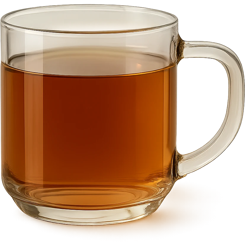 aesthetic glass mug with tea emoji