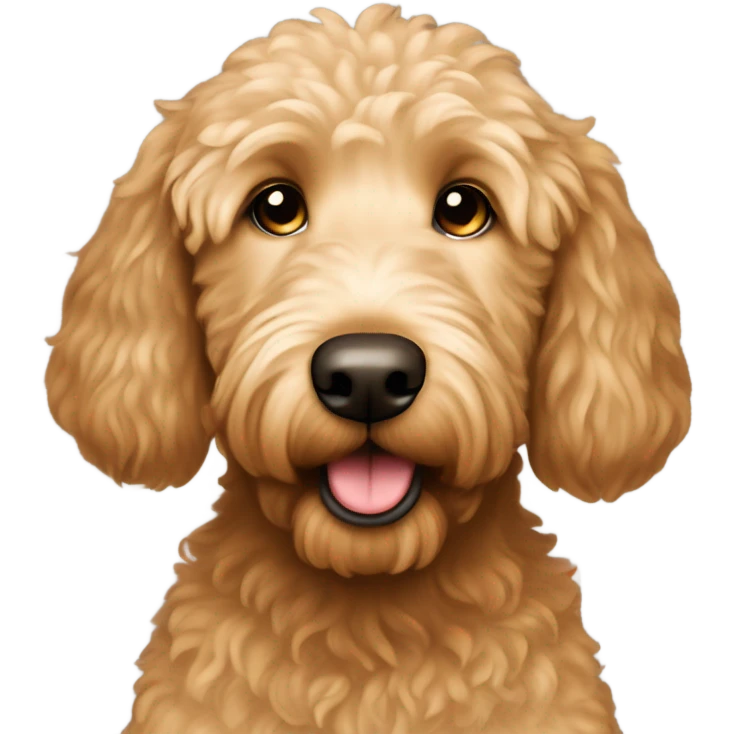 Light brown golden doodle with brown eye emoji