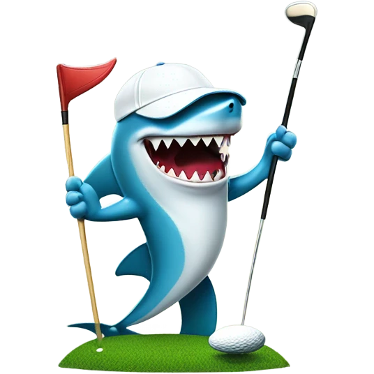 A shark golfing emoji