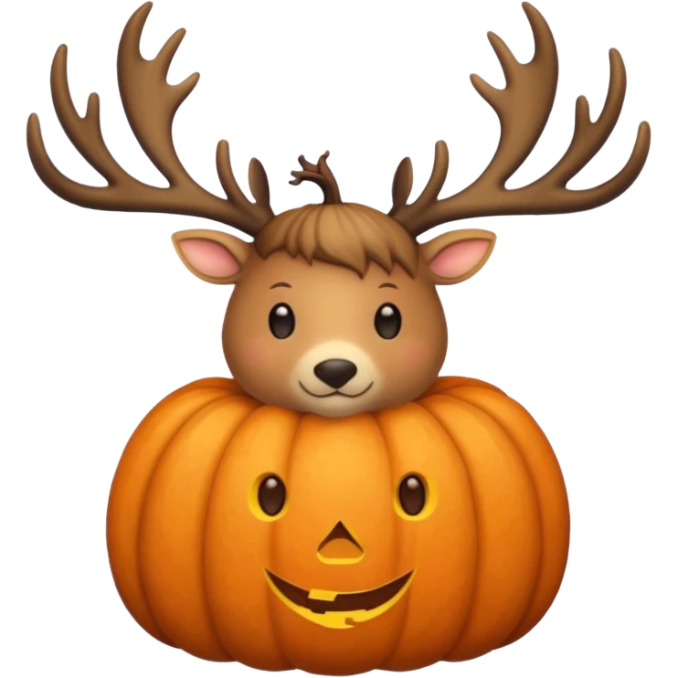 Cozy beige Autumn pumpkin and Deer emoji