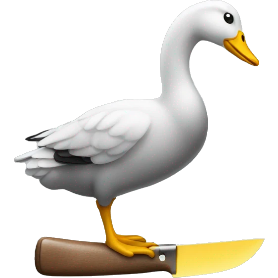 regular goose emoji holding with the yellow hand a knife  emoji