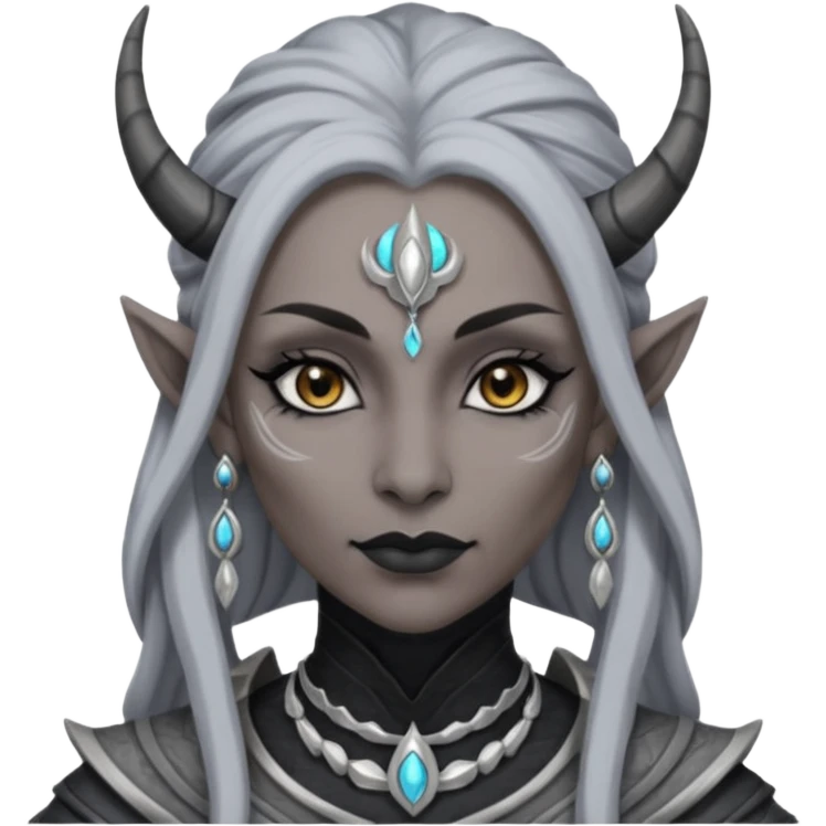 ESO female daedra, lashes and earrings, gray skin emoji